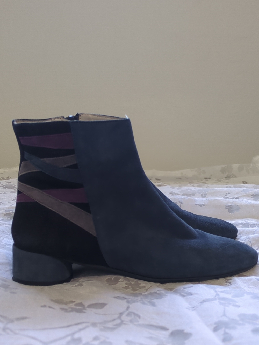 Amalfi Navy and Black Suede Ankle Boots